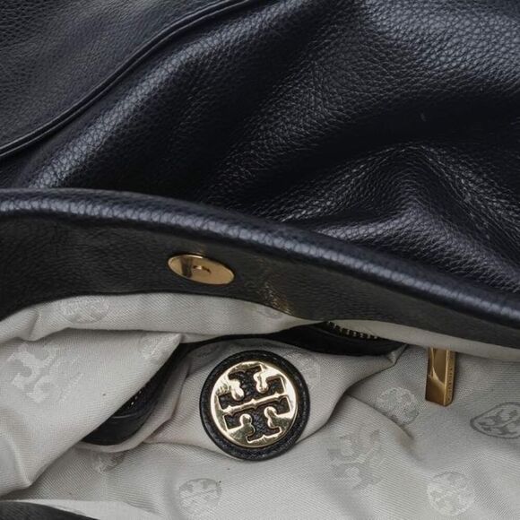 Tory Burch Black Leather Amanda Foldover Black Pebble Leather Crossbody EUC - Picture 15 of 16